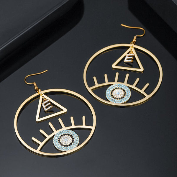 Personalized Evil Eye Earrings with Initial HNS Studio Canada 