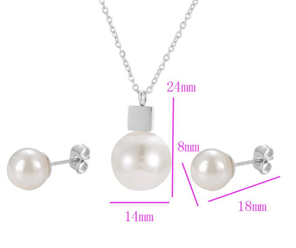 Pearl Earrings and necklace Set