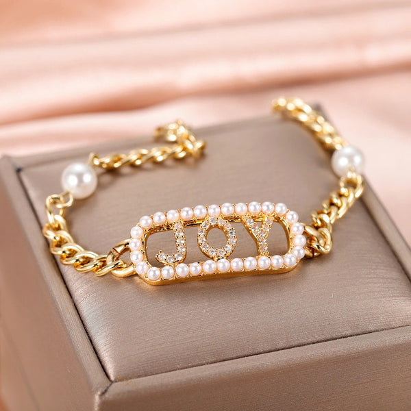Bling Pearl Name Bracelet