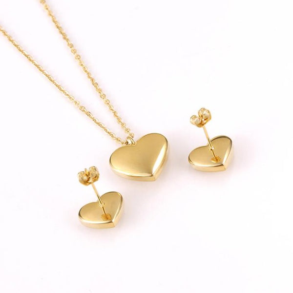 Gold Heart Necklace and Earrings Set HNS Studio  Canada 