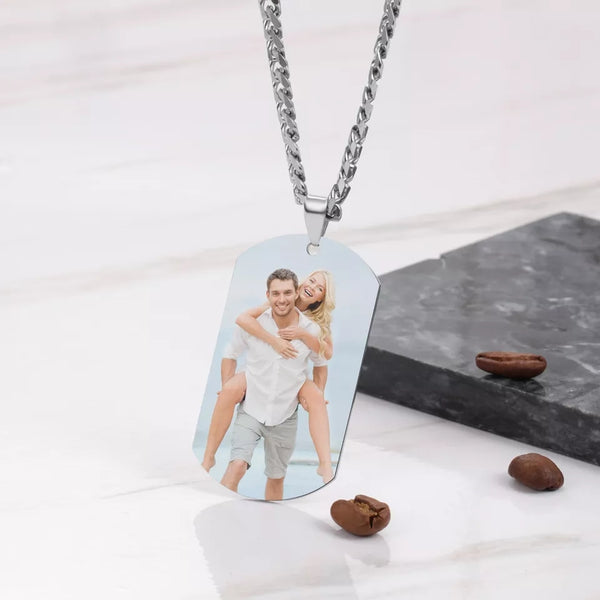 Personalized Engraved Photo Men's Stainless Steel Necklace HNS Studio Canada 
