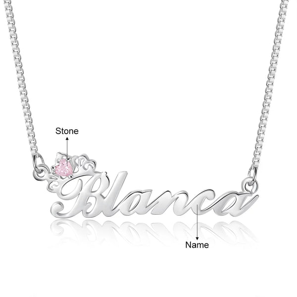 Sterling Silver Name Necklace with Birthstone HNS Studio Canada