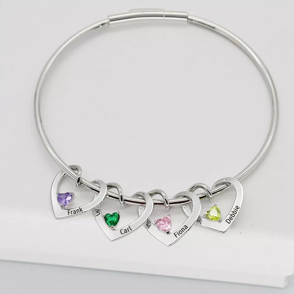 Mom Bracelet with kids Names and Birthstones HNs Studio Canada 