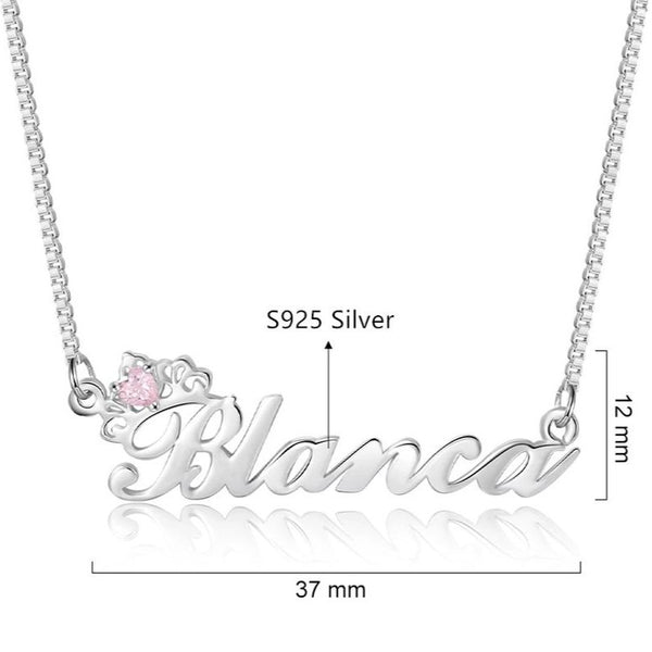 Sterling Silver Name Necklace with Birthstone HNS Studio Canada