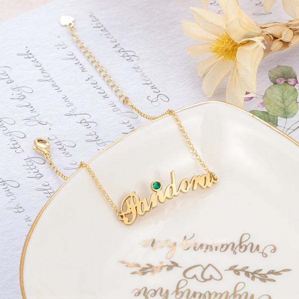 Personalized Name Bracelet with Birthstone