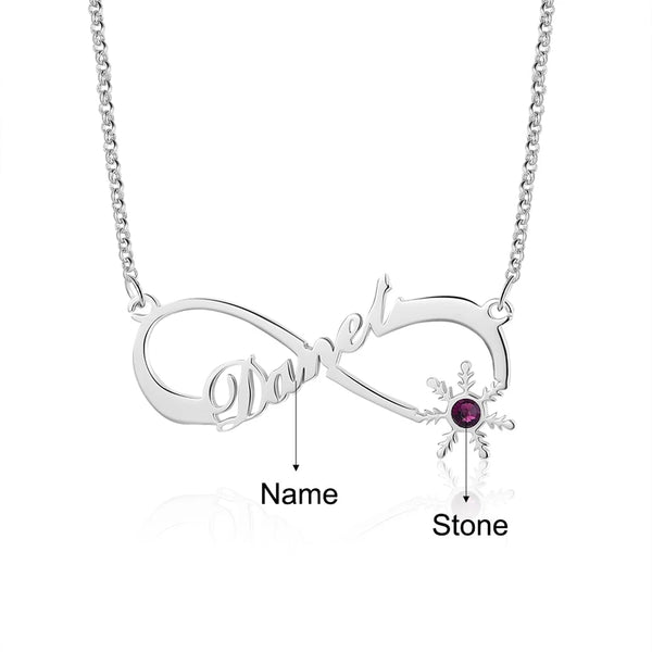 Infinity Sterling Silver Name necklace with Birthstone 