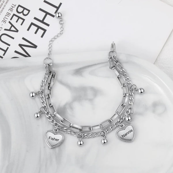 Personalized Two Names Heart Bracelet