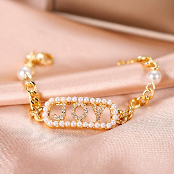 Bling Pearl Name Bracelet