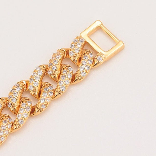 Women's Iced 10mm Cuban Link Bracelet in Gold HNS Studio Canada 