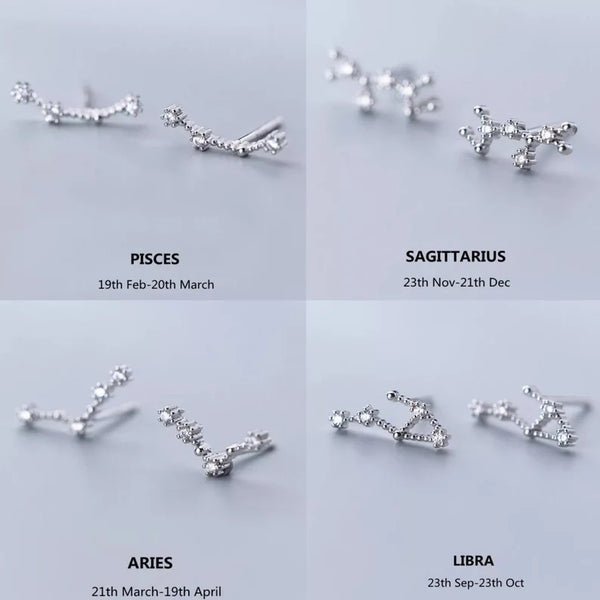 Constellation Zodiac Stud Earrings Sterling Silver HNS Studio Canada 