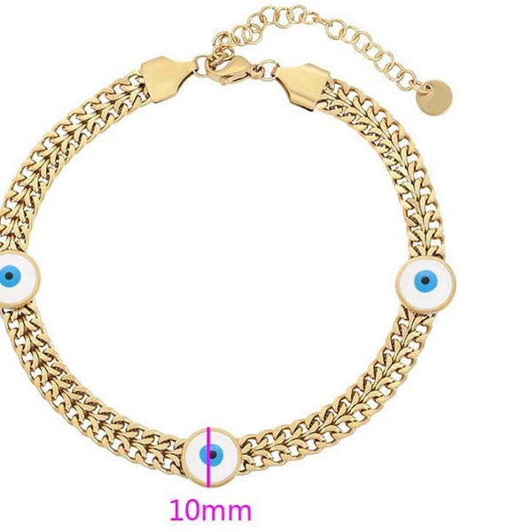 14k Gold Filled Evil Eye Anklet Made with Cuban Link Chain HNS Studio Canada 