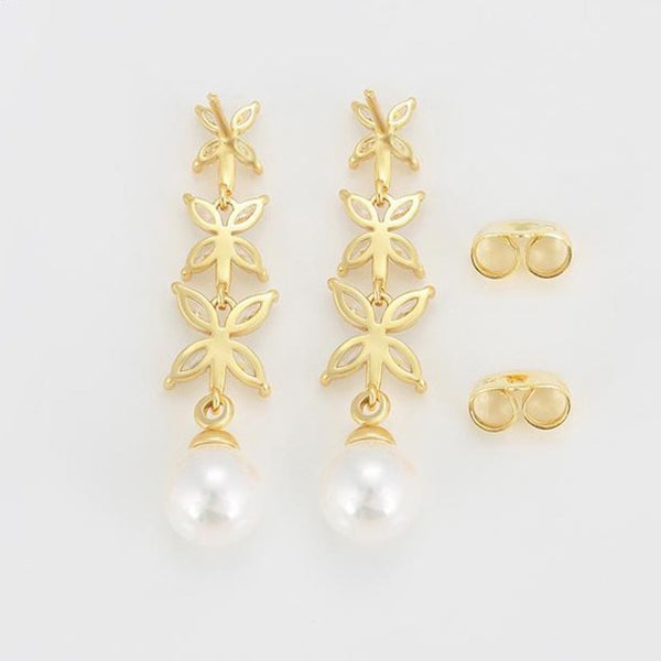 Gold Pearl drop earrings HNS Studio Canada 