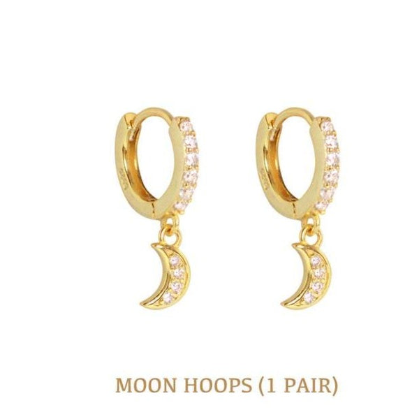 Moon and Star Hoop Earrings