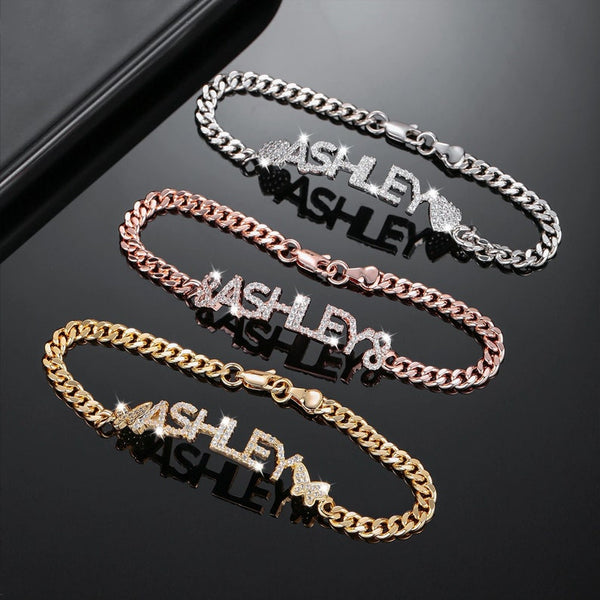 Personalized Iced Out Bling Name Bracelet
