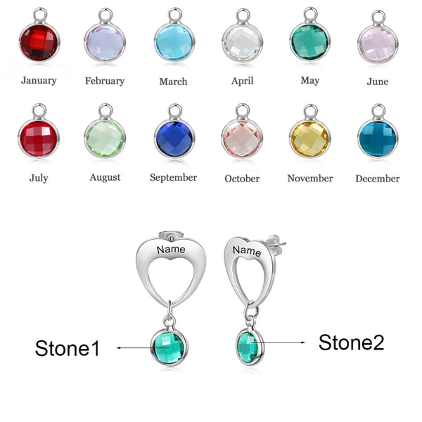 Name Earrings with Birthstone HNS Studio Canada 