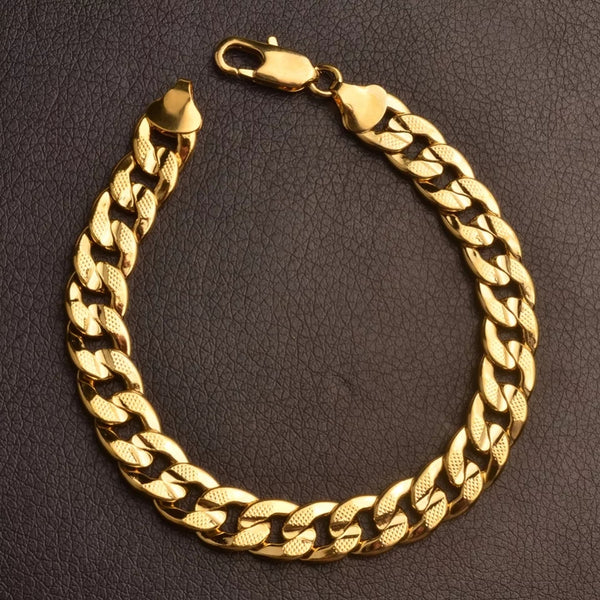 10mm Cuban Link Gold Plated Stainless Steel Bracelet for Men