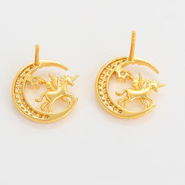 Unicorn Stud Earrings Gold Plated HNS Studio Canada 
