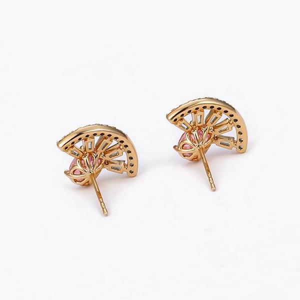 18K Gold Plated Brilliant Cut Cubic Zirconia Stud Earrings - HNS Studio