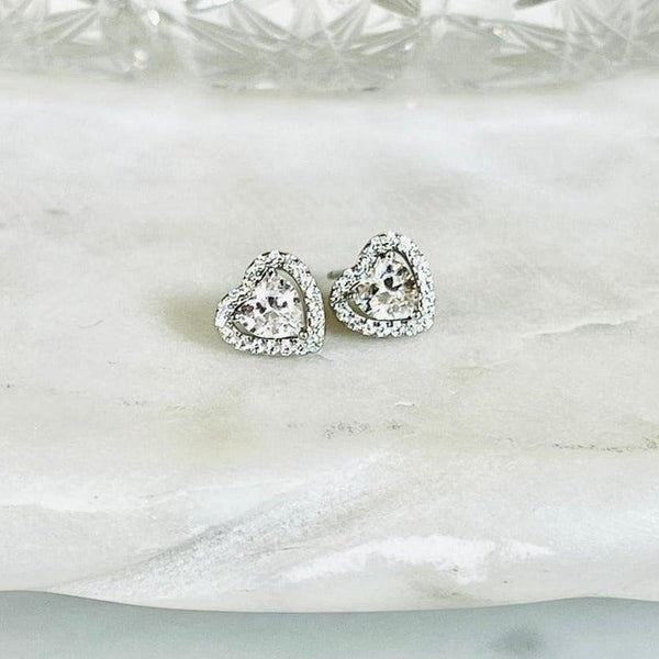 Sterling Silver Heart Halo Studs HNS Studio Canada Sterling Silver Heart Halo Studs HNS Studio Canada