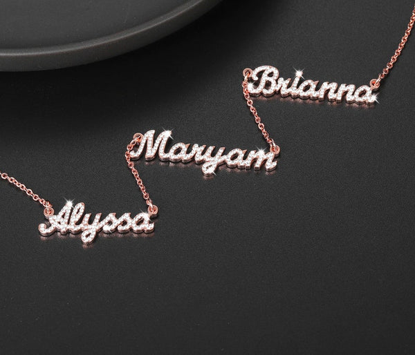 Personalized Three Names Necklace Iced Out