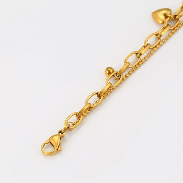 24k Gold Filled Two Layers Heart Anklet HNS Studio Canada 