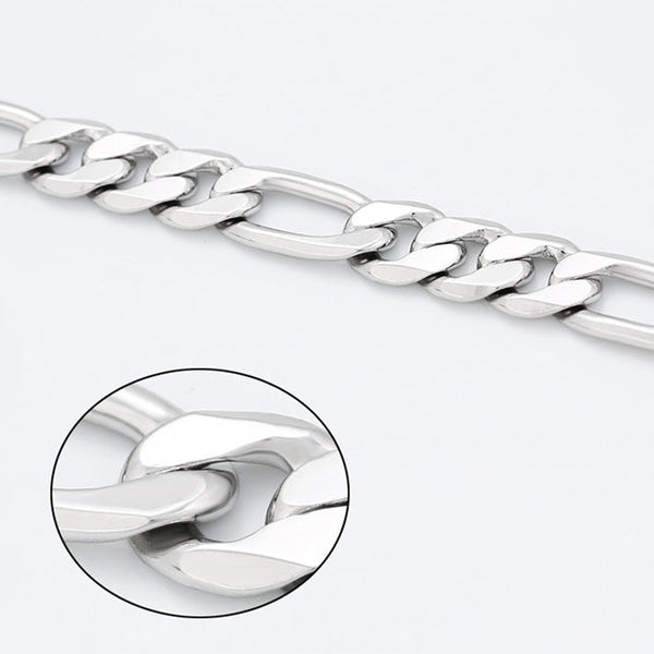 Stainless Steel Flat Figaro Chain Necklace-10mm