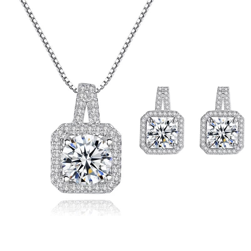 Cubic Zircon Sterling Silver Necklace set
