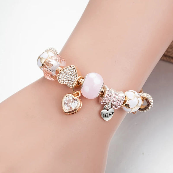 Rose gold charms bracelet