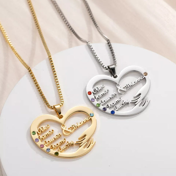 Personalized Family Names Necklace with Birthstones HNS Studio Canada 
