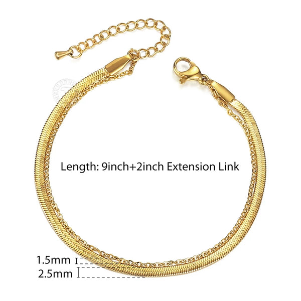 Herringbone Chain two Layers Anklet HNS Studio Canada 