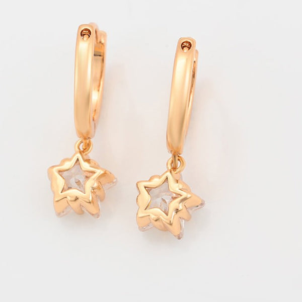 Star Dangle Hoop Earrings-18k Gold Plated HNS Studio Canada 