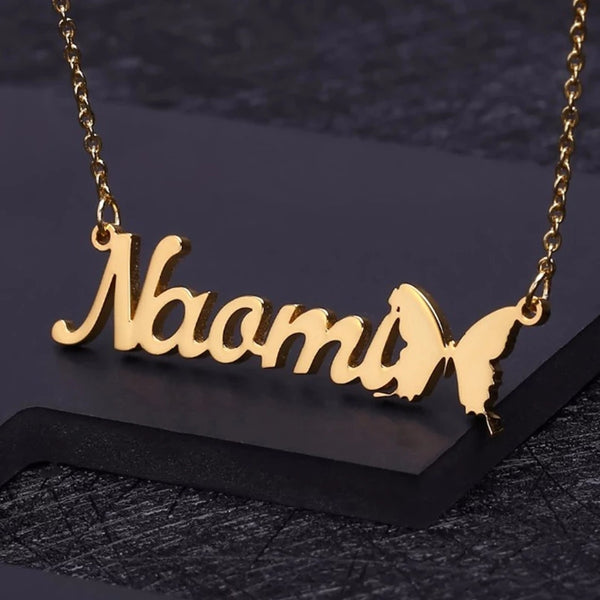 Custom Name Necklace with Butterfly
