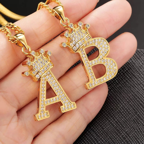 18k Gold Plated Crown Letter Necklace