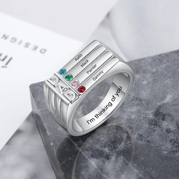 Dad Ring with Names and Birthstones