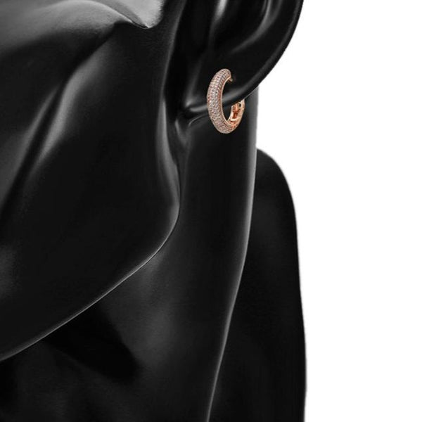 18k Rose Gold Plated CZ Big Hoop Earrings HNS Studio Canada 