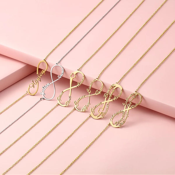 Gold Plated Sterling Silver Personalized Infinity Name Necklace - HNS Studio