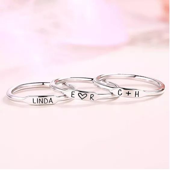 Personalized Bar Ring with Engraving - HNS Studio
