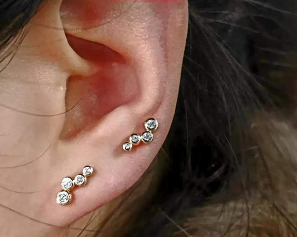 Gold Tiny Climber Earrings - HNS Studio