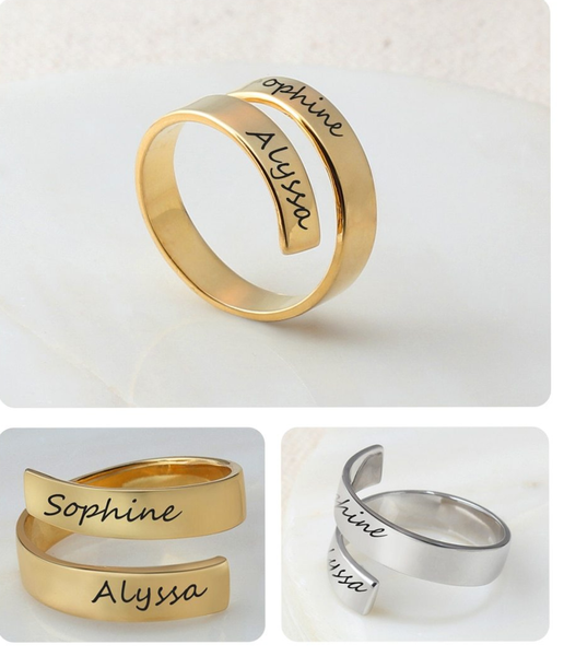 Engraved Two Names Ring