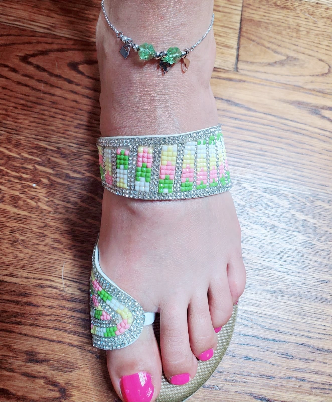 Silver Anklet with Clover Charm