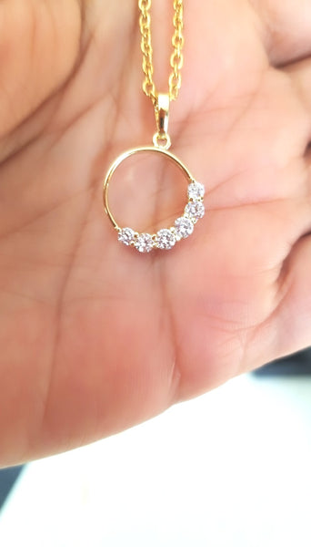 Gold Circle Hoop Pendant on 14K Gold fill Necklace