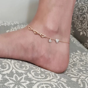 18k Gold Filled Heart Anklet