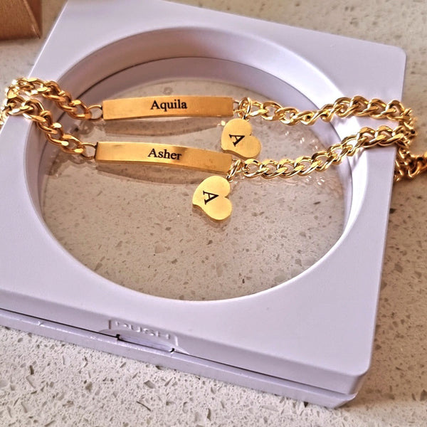 Baby Bar Name Bracelet With Heart Charm