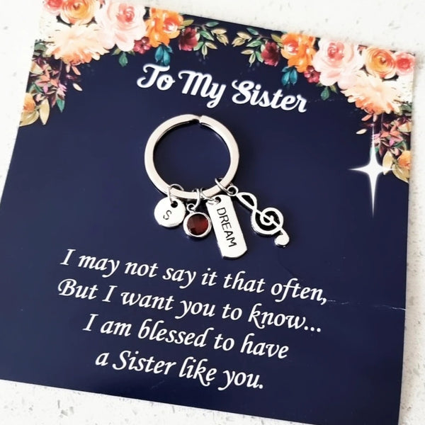 Silver Treble Cleft Note Personalized Keychain HNS Studio Canada 