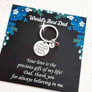 I Love You to the Moon and Back Personalized Dad Keychain HNS Studio Canada 