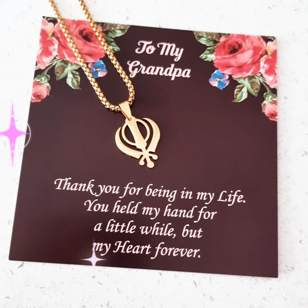 Khanda Necklace Gold Plated with Box Chain- Father's Day HNS Studio Canada 