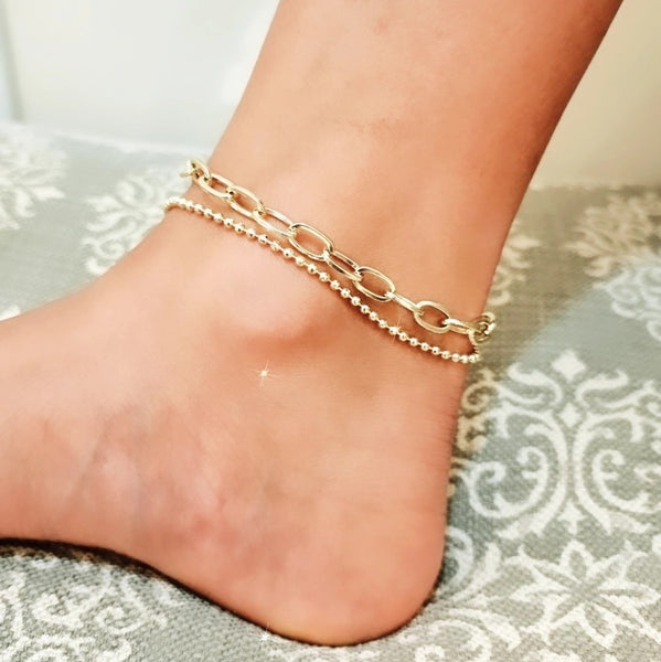14k Gold Filled Two Layers Anklet HNS Studio Canada 
