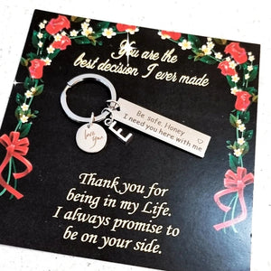 Be Safe Honey Keychain with love you charm-Personalized HNS Studio Canada 