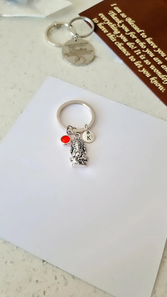 Personalized Ganesh Keychain with the Birthstone