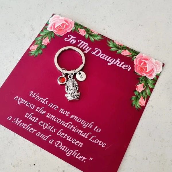 Personalized Ganesh Keychain with the Birthstone HNS Studio Canada 